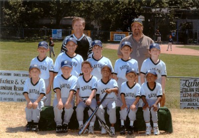 The whole team.  Connor was pretty upset with me when he saw that I was wearing my A's cap, and not the team cap.