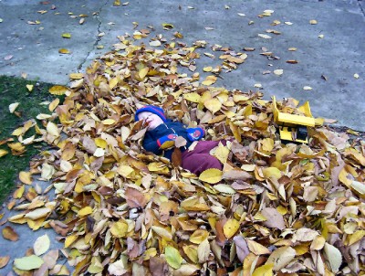 Look mom, a leaf angel.